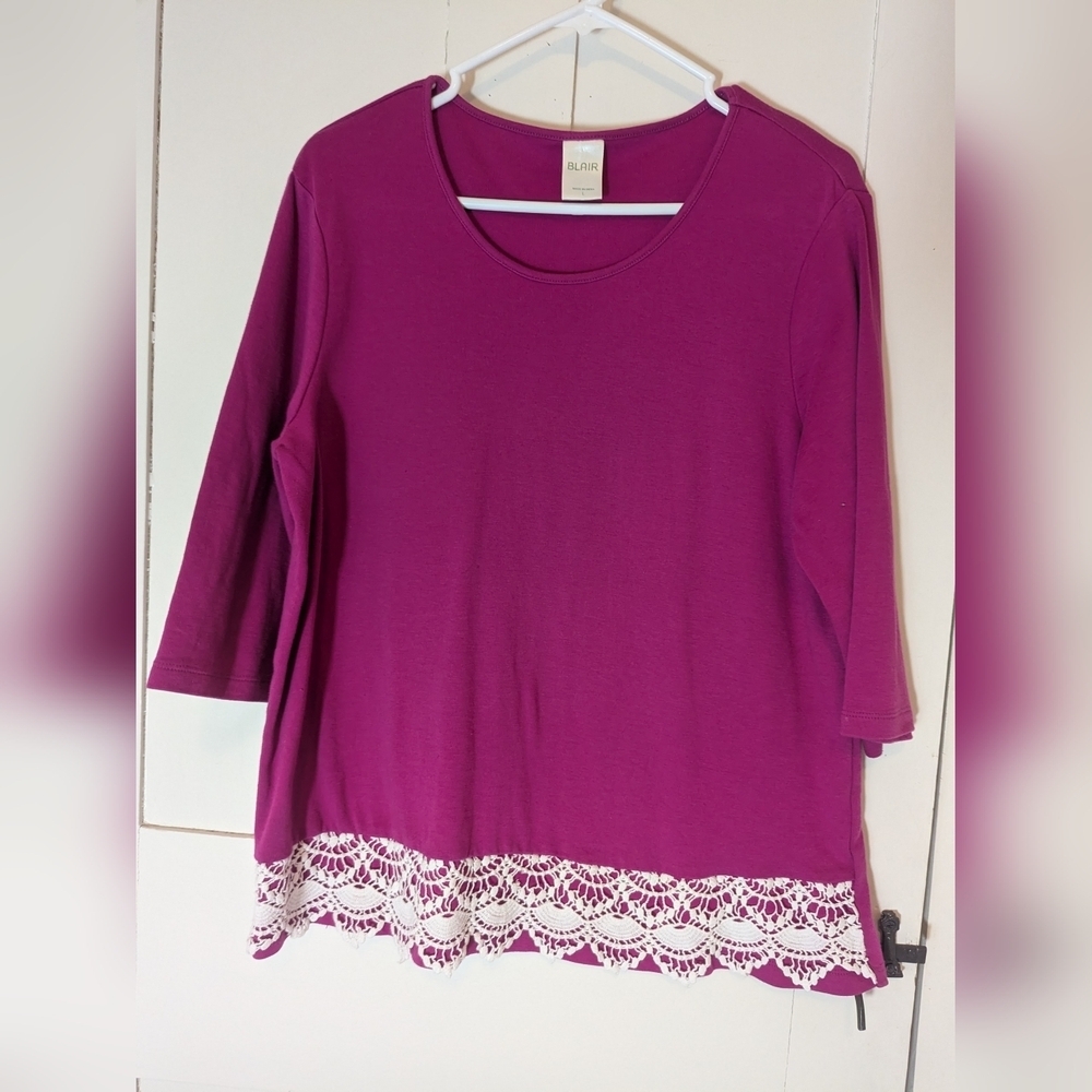 Blair Top Pink Crochet Lace Panel Hem Feminine comfy cotton loose fit India Y2K